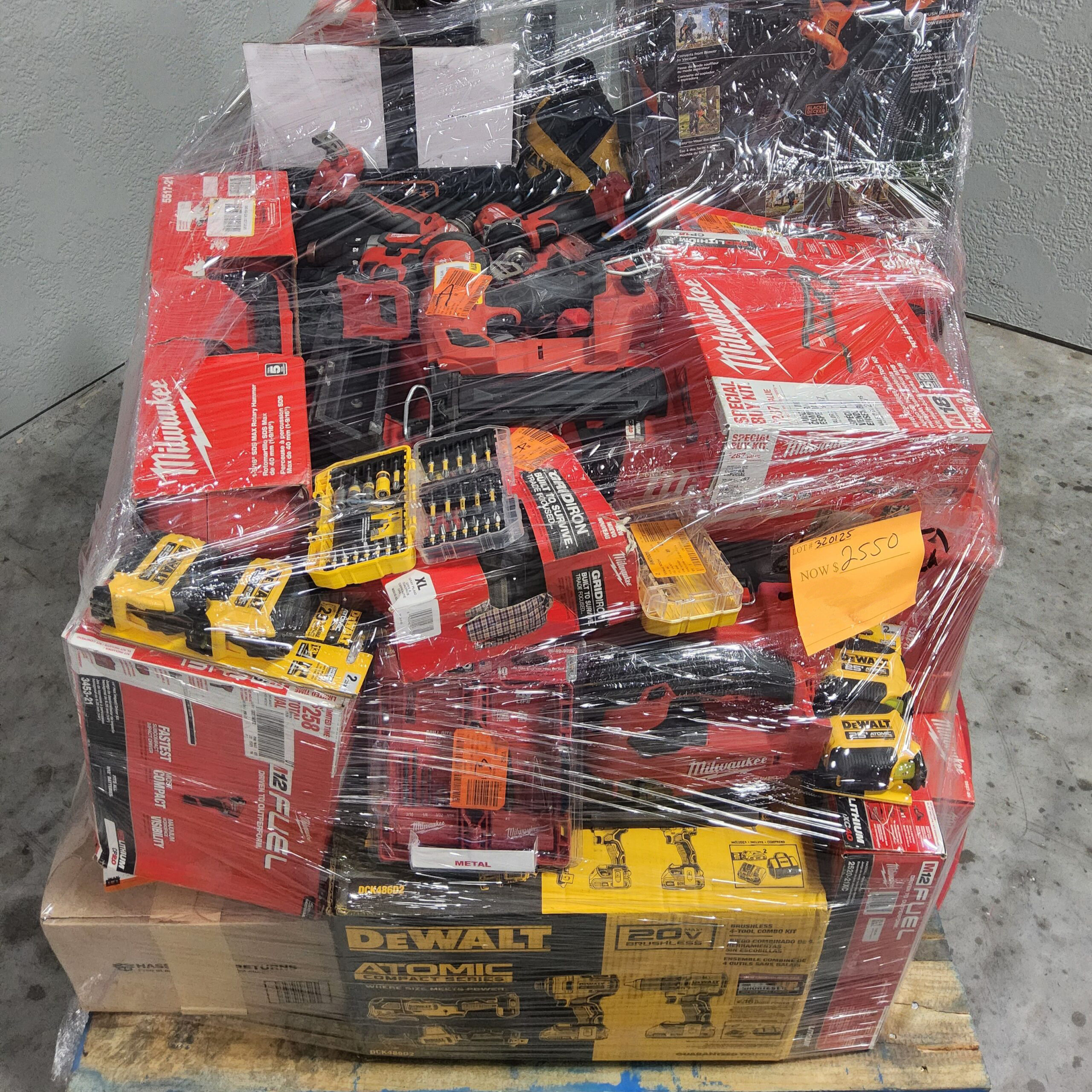 Milwaukee & DeWalt Pallet – Lot 320125
